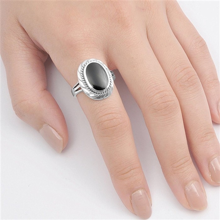 Black Sapphire Gemstone 925 Sterling Silver Women's Ring